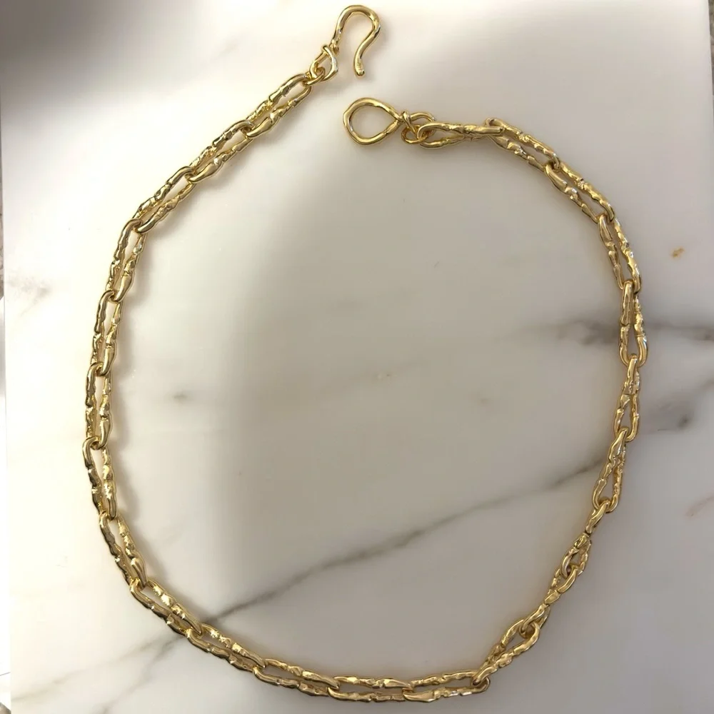 ALEXIS BITTAR • Brut Gold Twisted Short Link Custom Chain Necklace
